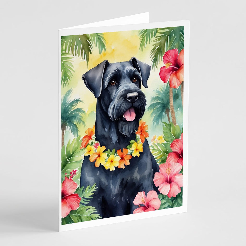 Giant Schnauzer Luau Greeting Cards Pack of 8 Blank Cards with Envelopes Whimsical A7 Size 5x7