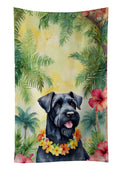 Giant Schnauzer Luau Kitchen Towel Velour Plush Front and Cotton Loop Back Machine Washable