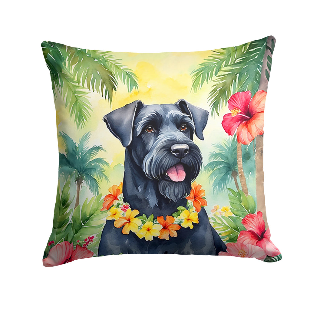 Giant Schnauzer Luau Decorative Throw Pillow 14x14 Indoor Outdoor Accent Cushion, Fabric Cover with Insert for Sofa, Bed, Porch & Living Room