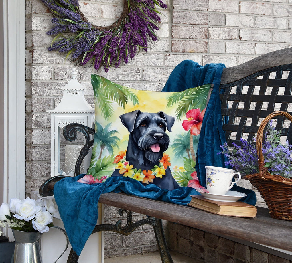 Giant Schnauzer Luau Decorative Throw Pillow 18x18 Indoor Outdoor Accent Cushion, Fabric Cover with Insert for Sofa, Bed, Porch & Living Room