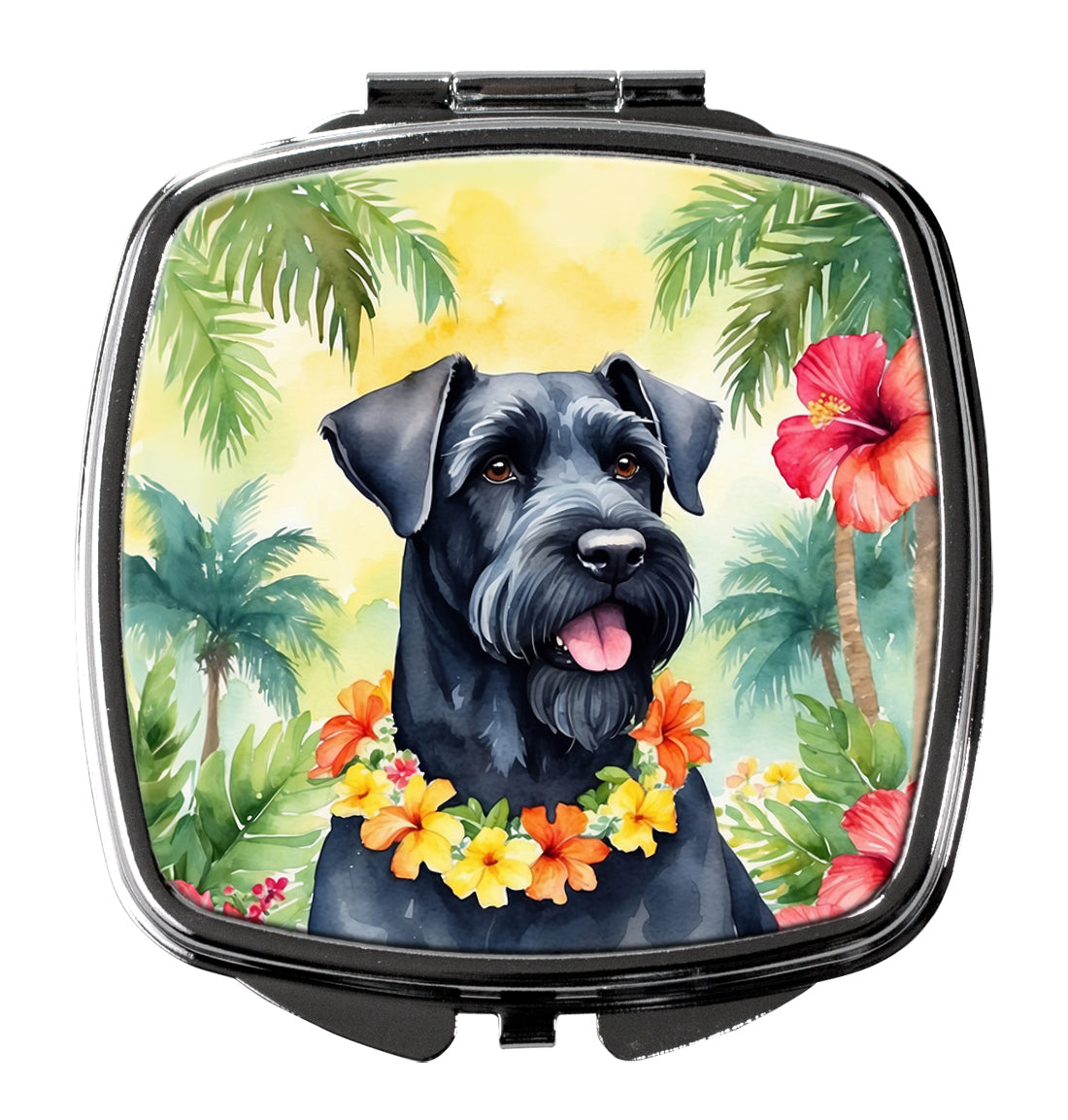 Giant Schnauzer Luau Compact Mirror Decorative Travel Makeup Mirror for Women Girls Gifts Pocket Makeup Mirror Folding Handheld