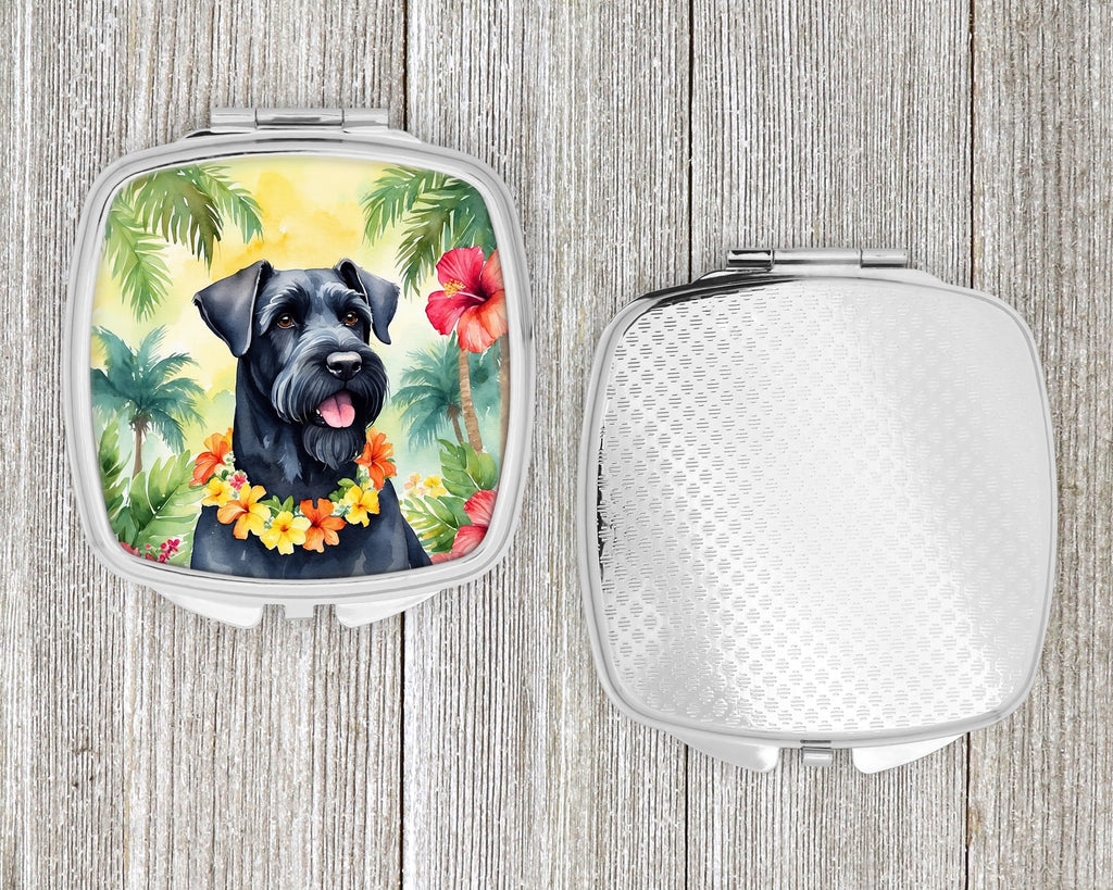 Giant Schnauzer Luau Compact Mirror Decorative Travel Makeup Mirror for Women Girls Gifts Pocket Makeup Mirror Folding Handheld