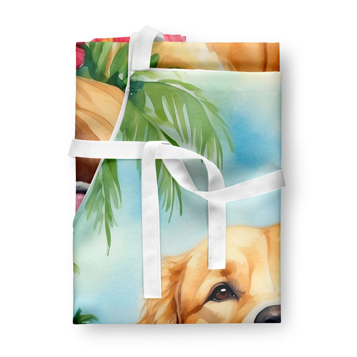 Golden Retriever Luau Apron Cooking Kitchen Server Baking Crafts Gardening for Adult Women Men, Unisex, Large, Multicolor