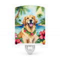 Golden Retriever Luau Ceramic Night Light Compact, UL-Certified, Ideal for Bedroom, Bathroom, Nursery, Hallway, Kitchen, 6x4x3, Multicolor