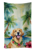 Golden Retriever Luau Kitchen Towel Velour Plush Front and Cotton Loop Back Machine Washable