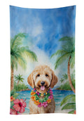 Goldendoodle Luau Kitchen Towel Velour Plush Front and Cotton Loop Back Machine Washable