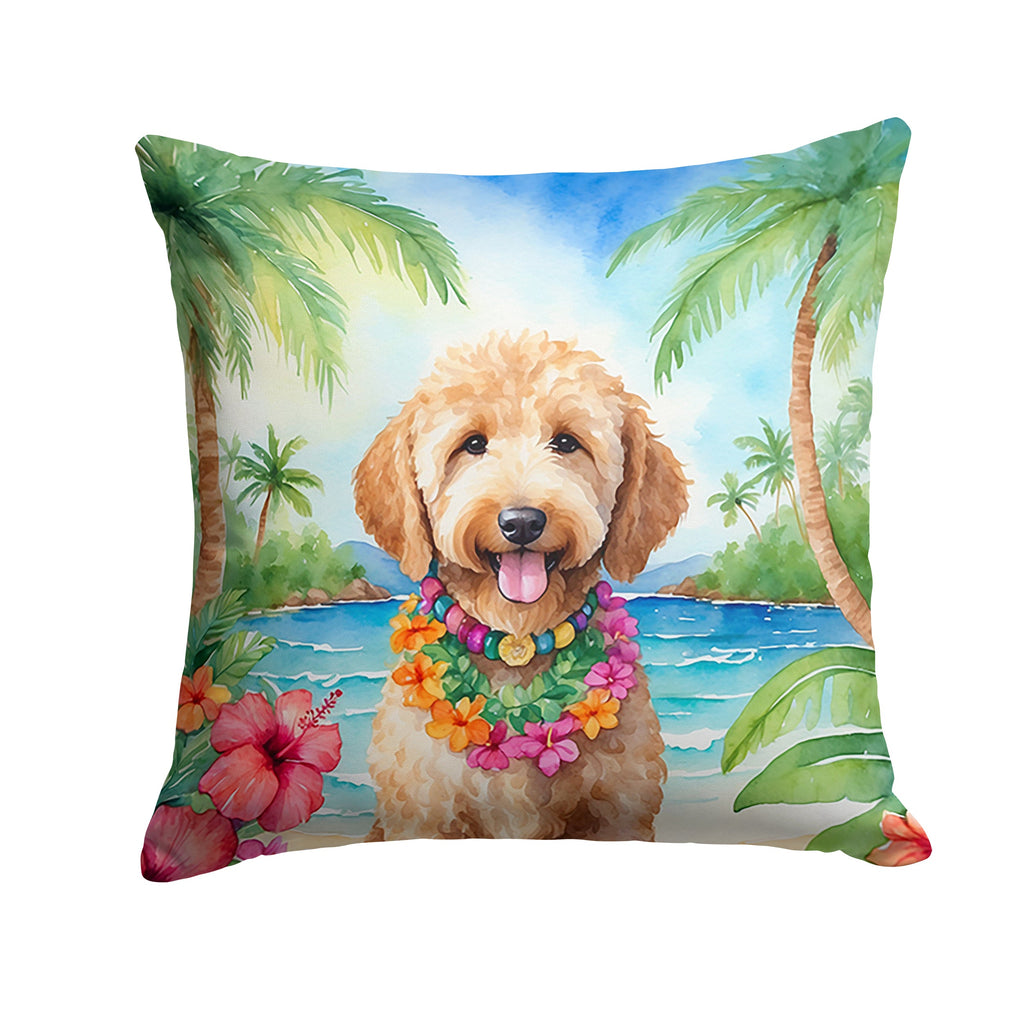 Goldendoodle Luau Decorative Throw Pillow 18x18 Indoor Outdoor Accent Cushion, Fabric Cover with Insert for Sofa, Bed, Porch & Living Room