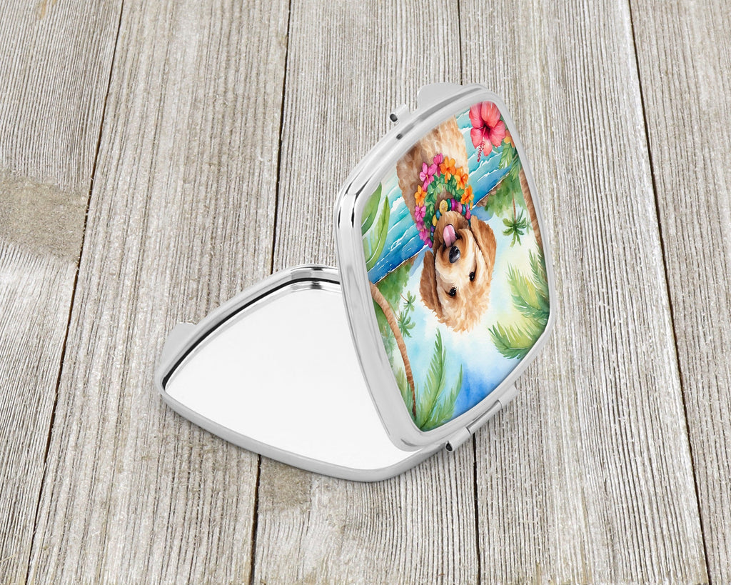 Goldendoodle Luau Compact Mirror Decorative Travel Makeup Mirror for Women Girls Gifts Pocket Makeup Mirror Folding Handheld