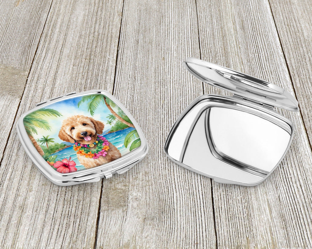 Goldendoodle Luau Compact Mirror Decorative Travel Makeup Mirror for Women Girls Gifts Pocket Makeup Mirror Folding Handheld