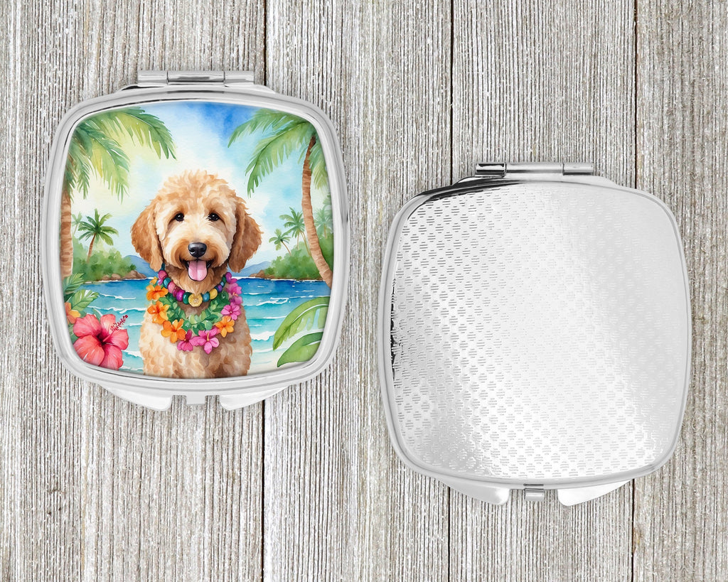 Goldendoodle Luau Compact Mirror Decorative Travel Makeup Mirror for Women Girls Gifts Pocket Makeup Mirror Folding Handheld