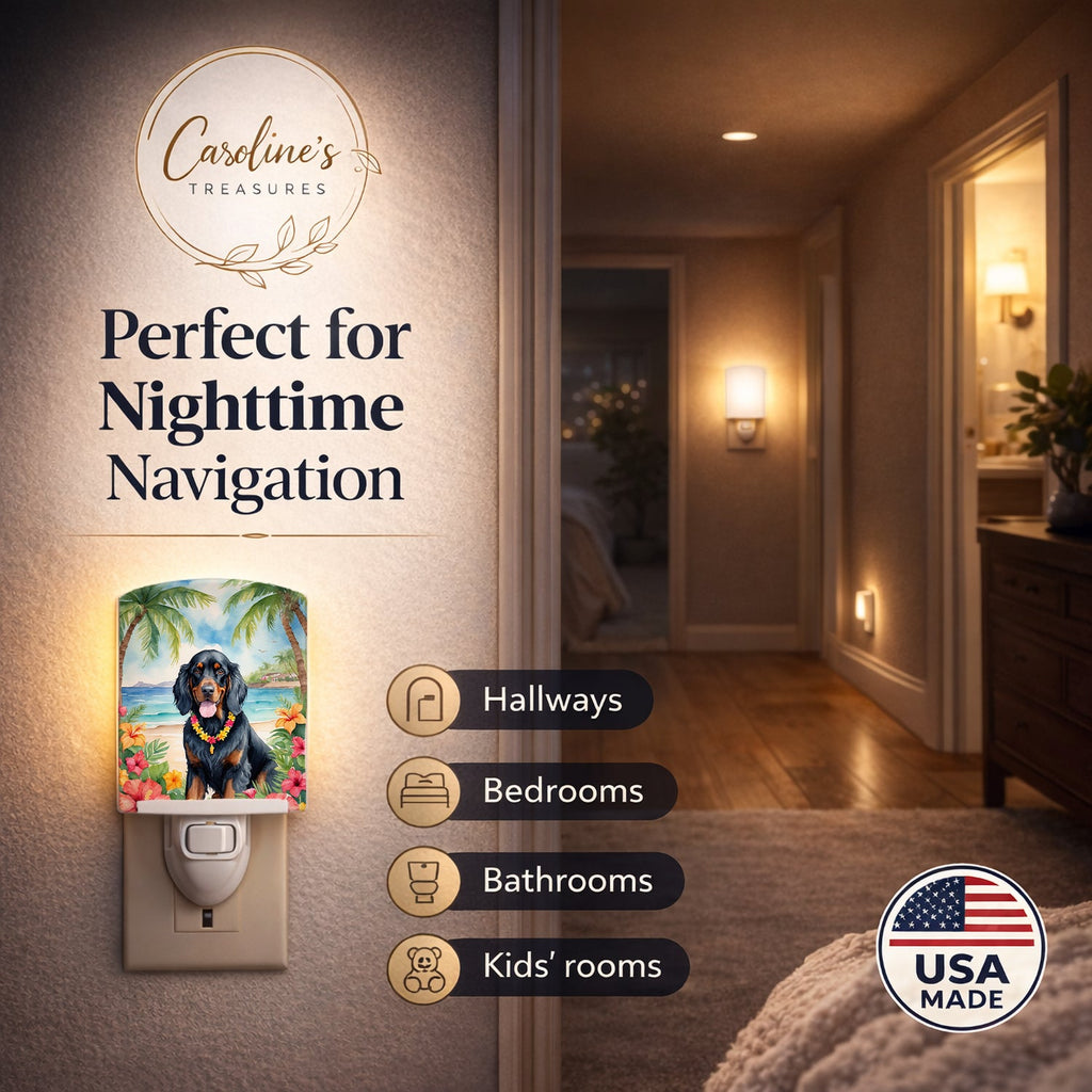 Gordon Setter Luau Ceramic Night Light Compact, UL-Certified, Ideal for Bedroom, Bathroom, Nursery, Hallway, Kitchen, 6x4x3, Multicolor