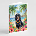Gordon Setter Luau Greeting Cards Pack of 8 Blank Cards with Envelopes Whimsical A7 Size 5x7