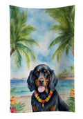 Gordon Setter Luau Kitchen Towel Velour Plush Front and Cotton Loop Back Machine Washable