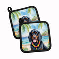 Gordon Setter Luau Pot Holder Set of 2 Heat Resistant Quilted Hot Pads 7.5 x 7.5 Inch, Insulated Kitchen Trivets for Cooking & Baking