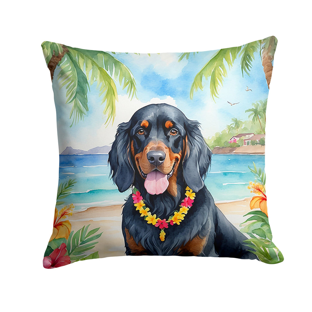 Gordon Setter Luau Decorative Throw Pillow 18x18 Indoor Outdoor Accent Cushion, Fabric Cover with Insert for Sofa, Bed, Porch & Living Room