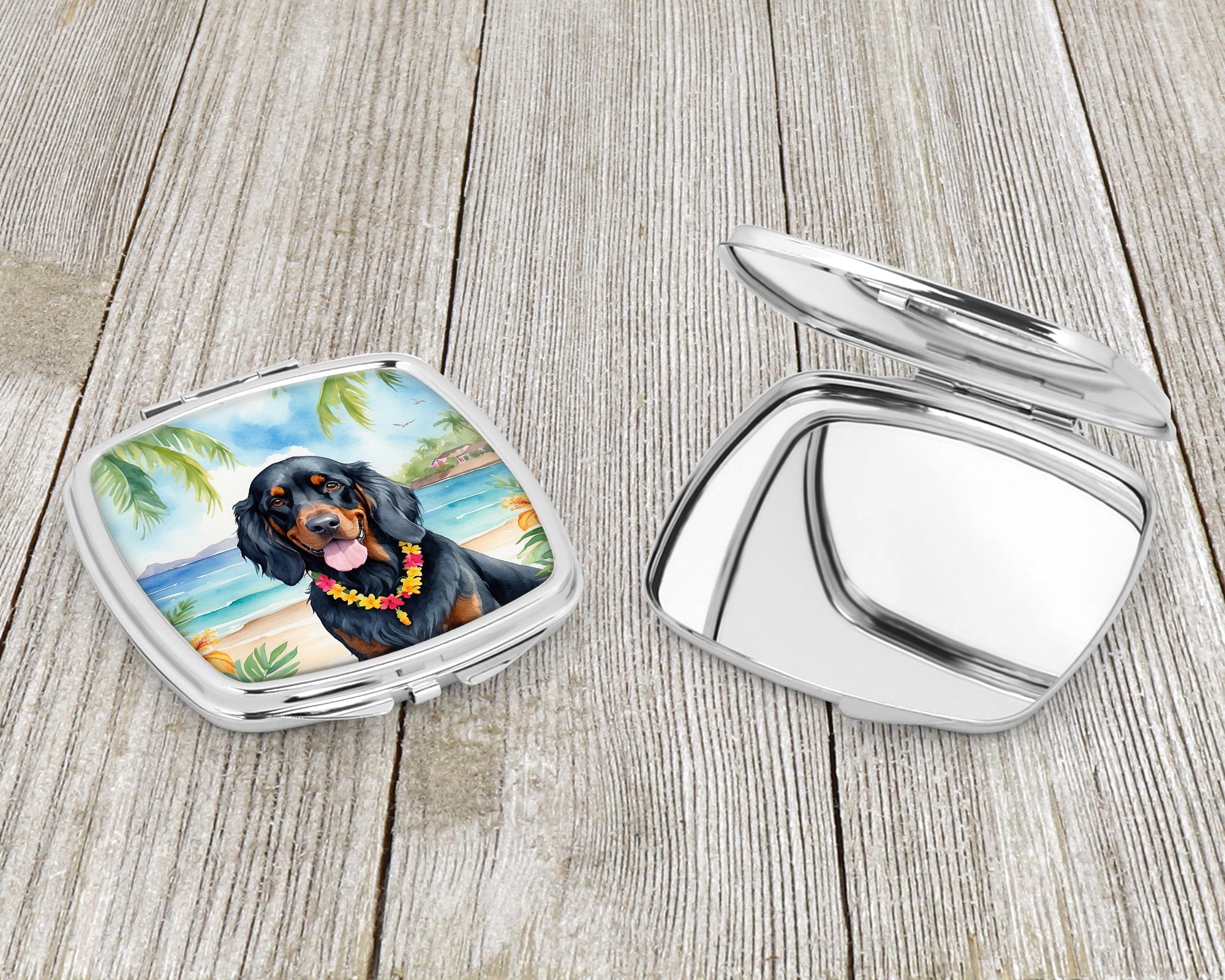 Gordon Setter Luau Compact Mirror Decorative Travel Makeup Mirror for Women Girls Gifts Pocket Makeup Mirror Folding Handheld