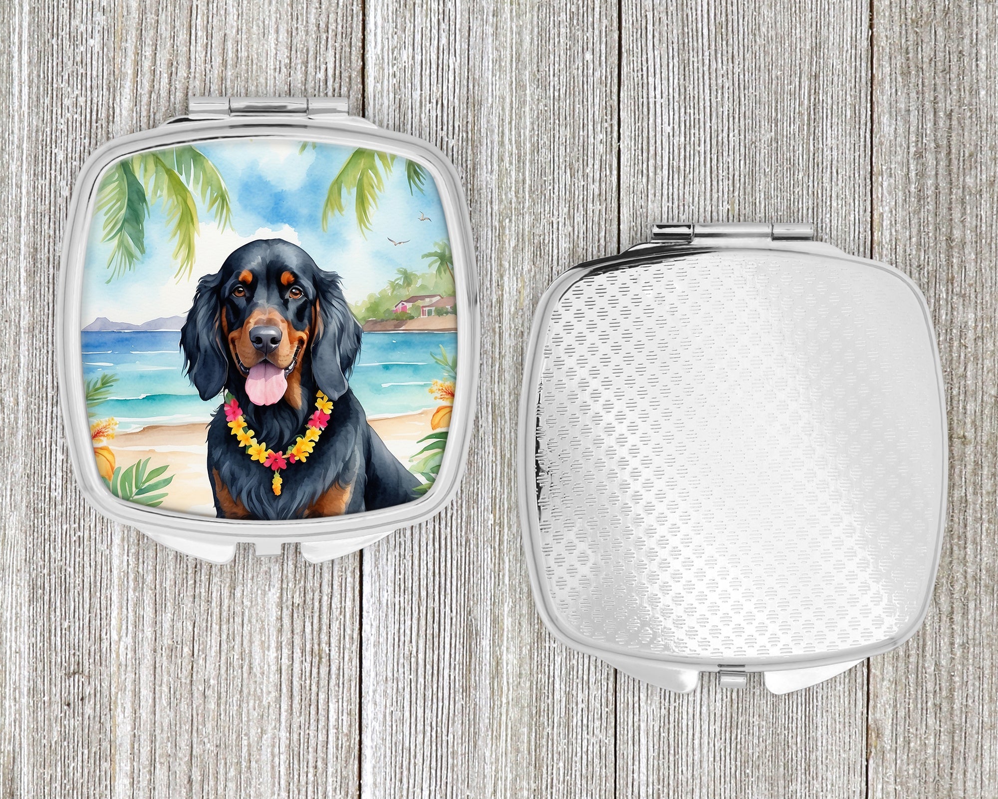 Gordon Setter Luau Compact Mirror Decorative Travel Makeup Mirror for Women Girls Gifts Pocket Makeup Mirror Folding Handheld
