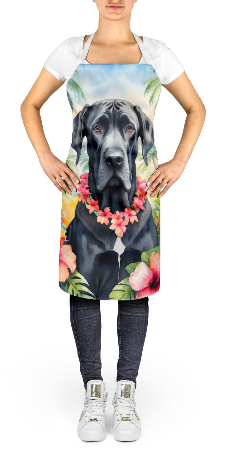 Great Dane Luau Apron Cooking Kitchen Server Baking Crafts Gardening for Adult Women Men, Unisex, Large, Multicolor