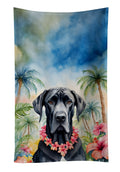Great Dane Luau Kitchen Towel Velour Plush Front and Cotton Loop Back Machine Washable