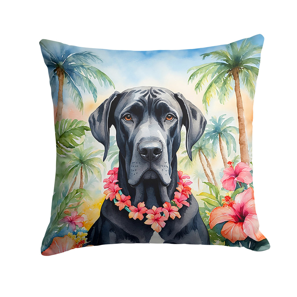 Great Dane Luau Decorative Throw Pillow 14x14 Indoor Outdoor Accent Cushion, Fabric Cover with Insert for Sofa, Bed, Porch & Living Room