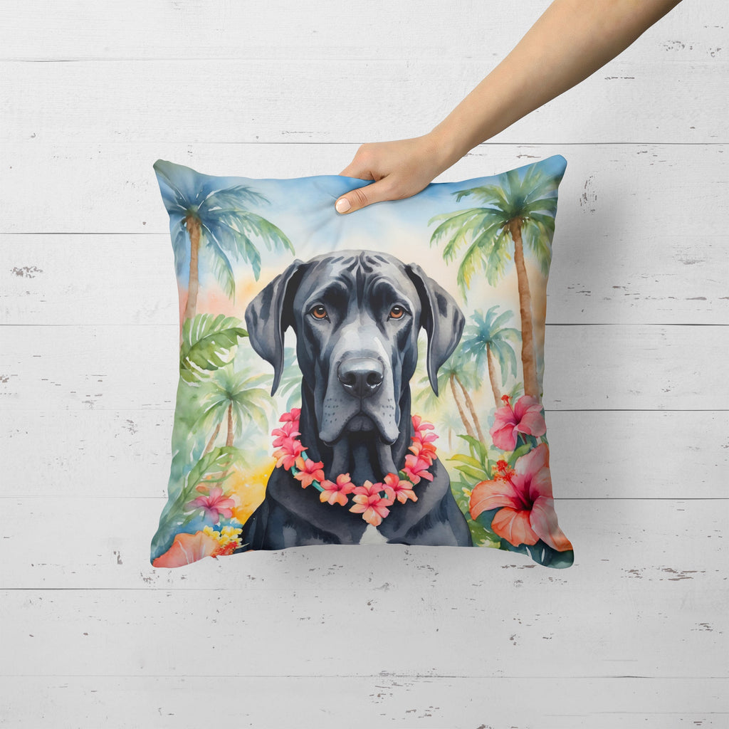 Great Dane Luau Decorative Throw Pillow 18x18 Indoor Outdoor Accent Cushion, Fabric Cover with Insert for Sofa, Bed, Porch & Living Room