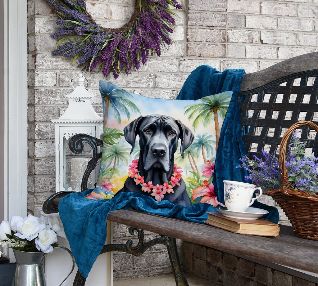 Great Dane Luau Decorative Throw Pillow 18x18 Indoor Outdoor Accent Cushion, Fabric Cover with Insert for Sofa, Bed, Porch & Living Room