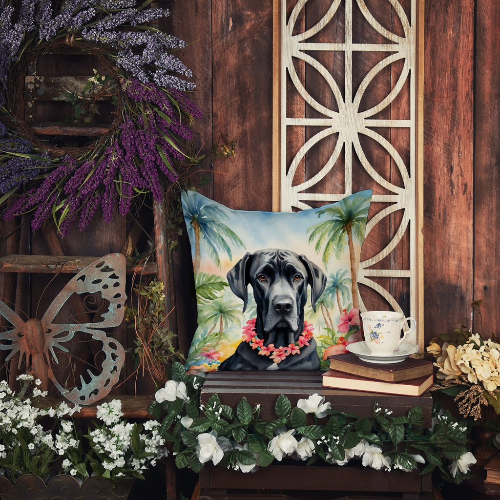 Great Dane Luau Decorative Throw Pillow 18x18 Indoor Outdoor Accent Cushion, Fabric Cover with Insert for Sofa, Bed, Porch & Living Room