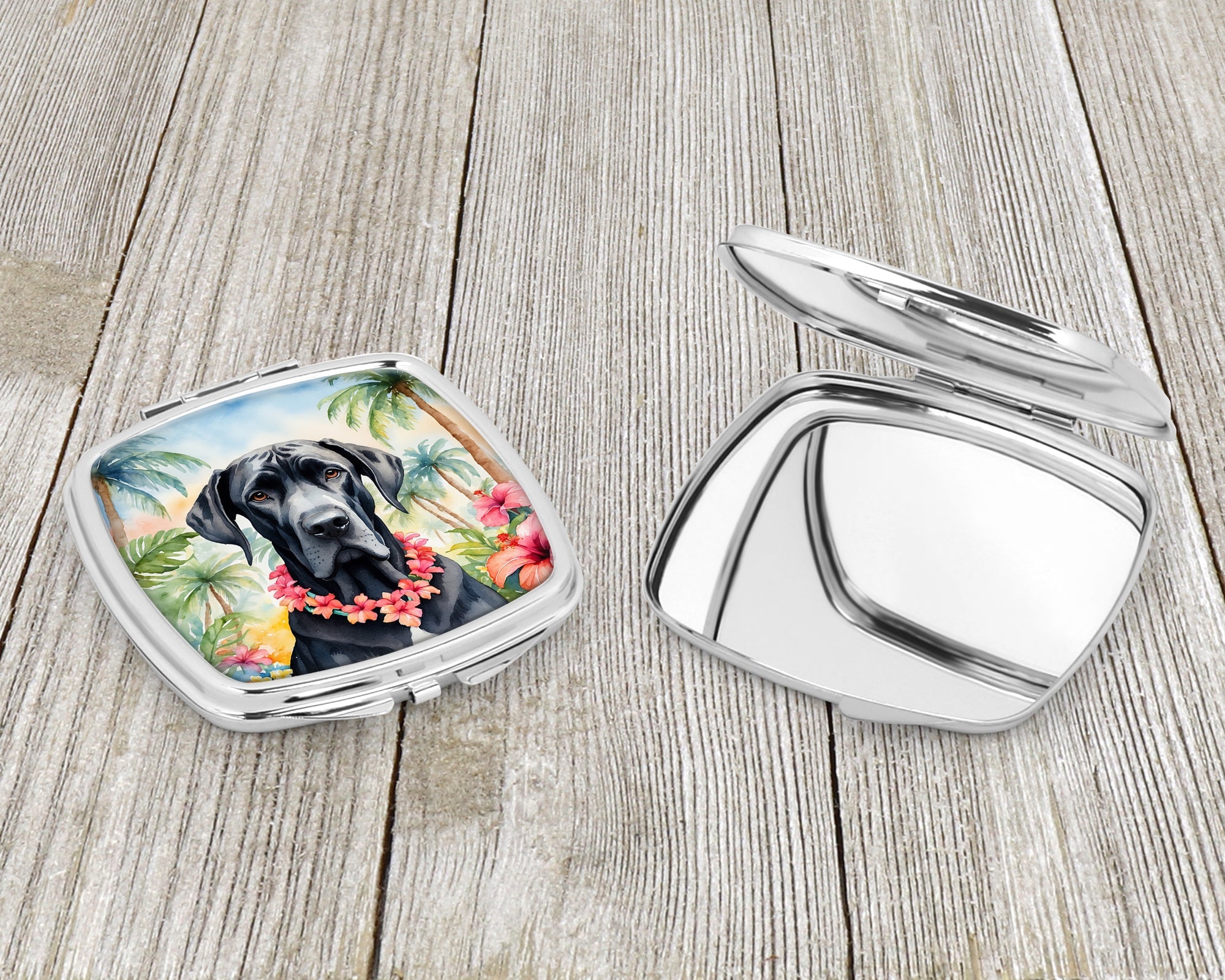 Great Dane Luau Compact Mirror Decorative Travel Makeup Mirror for Women Girls Gifts Pocket Makeup Mirror Folding Handheld