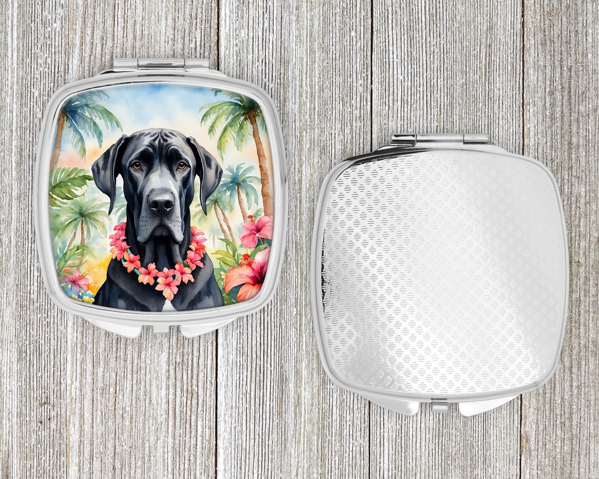 Great Dane Luau Compact Mirror Decorative Travel Makeup Mirror for Women Girls Gifts Pocket Makeup Mirror Folding Handheld