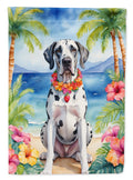 Great Dane Luau House Flag 28x40 Porch Sleeve Pole Decorative Outside Yard Banner Artwork Wall Hanging, Polyester