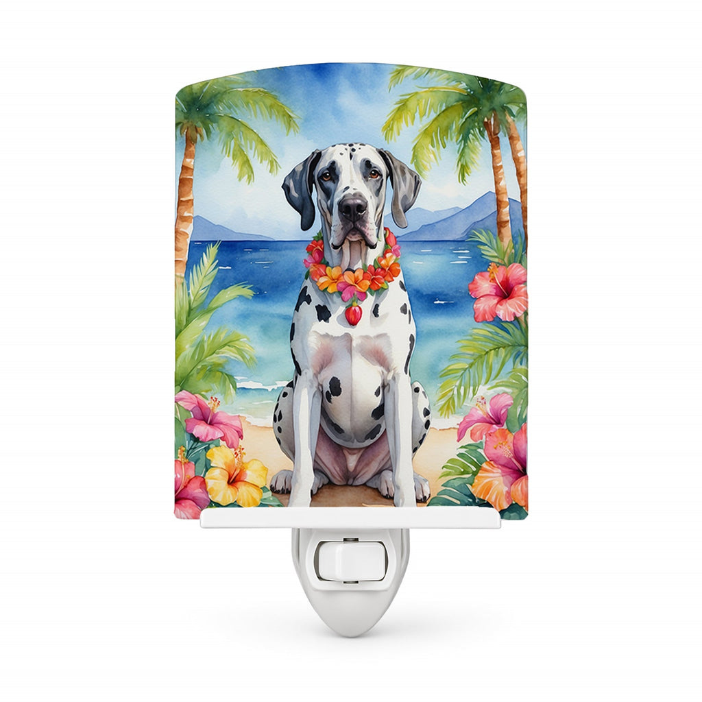 Great Dane Luau Ceramic Night Light Compact, UL-Certified, Ideal for Bedroom, Bathroom, Nursery, Hallway, Kitchen, 6x4x3, Multicolor