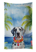 Great Dane Luau Kitchen Towel Velour Plush Front and Cotton Loop Back Machine Washable