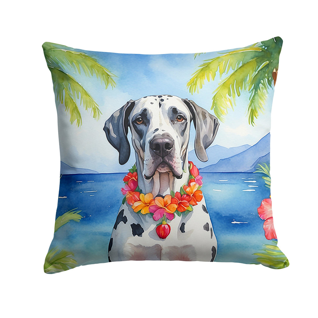 Great Dane Luau Decorative Throw Pillow 18x18 Indoor Outdoor Accent Cushion, Fabric Cover with Insert for Sofa, Bed, Porch & Living Room