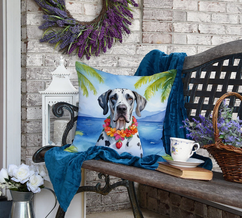 Great Dane Luau Decorative Throw Pillow 18x18 Indoor Outdoor Accent Cushion, Fabric Cover with Insert for Sofa, Bed, Porch & Living Room