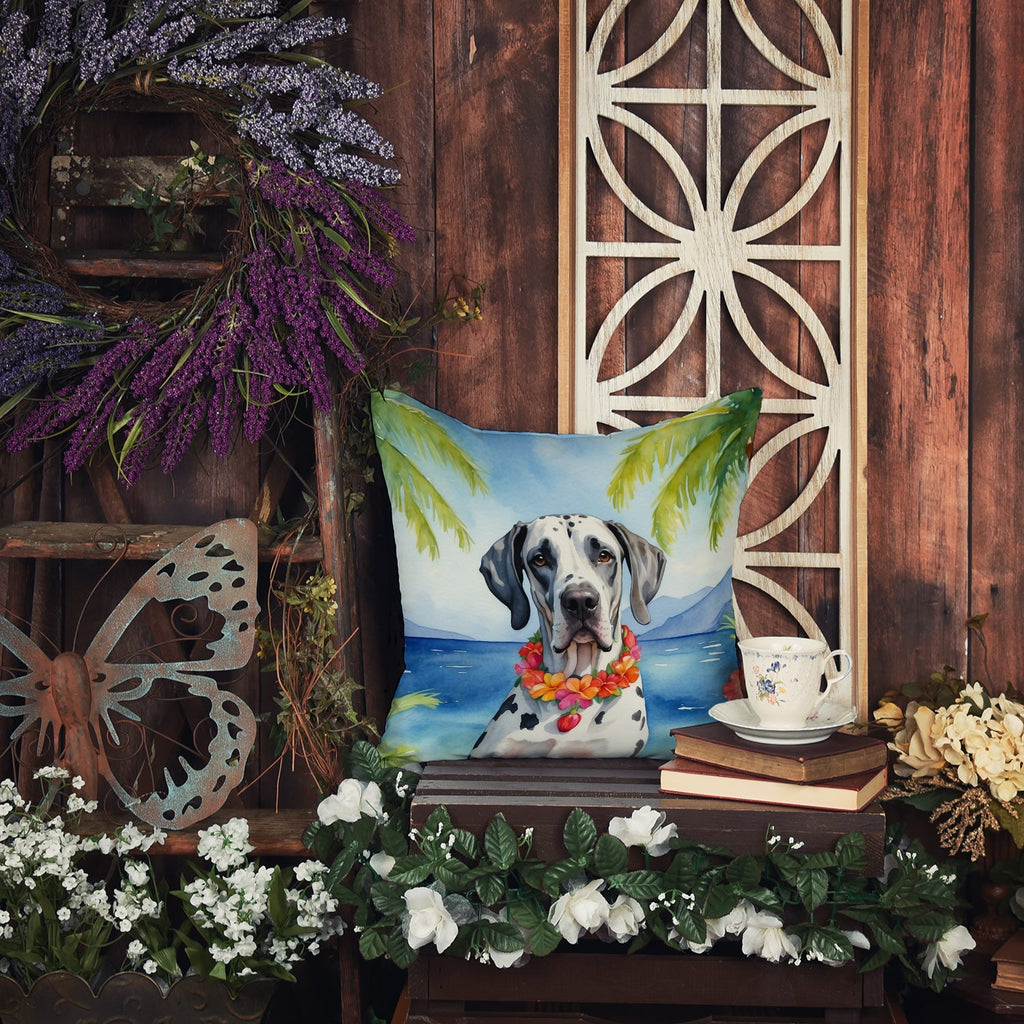 Great Dane Luau Decorative Throw Pillow 18x18 Indoor Outdoor Accent Cushion, Fabric Cover with Insert for Sofa, Bed, Porch & Living Room