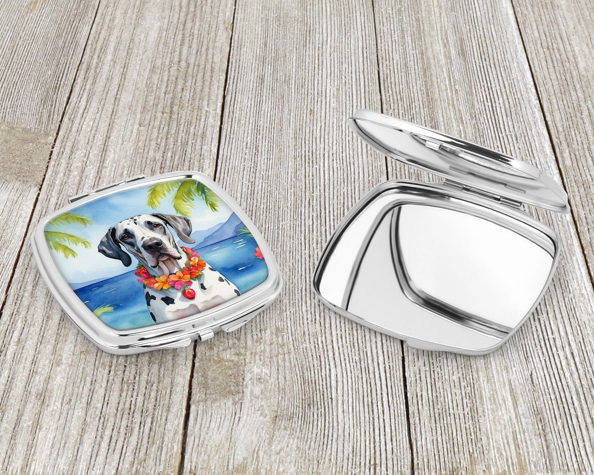 Great Dane Luau Compact Mirror Decorative Travel Makeup Mirror for Women Girls Gifts Pocket Makeup Mirror Folding Handheld