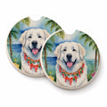 Great Pyrenees Luau Set of 2 Cup Holder Car Coasters Absorbent Round Sandstone Coasters Gifts for Men or Women, 2.5, Multicolor