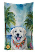 Great Pyrenees Luau Kitchen Towel Velour Plush Front and Cotton Loop Back Machine Washable