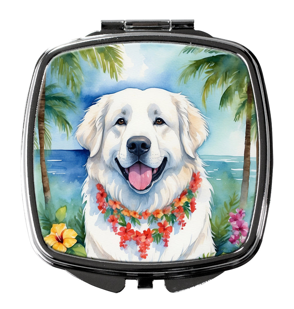 Great Pyrenees Luau Compact Mirror Decorative Travel Makeup Mirror for Women Girls Gifts Pocket Makeup Mirror Folding Handheld