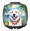 Great Pyrenees Luau Compact Mirror Decorative Travel Makeup Mirror for Women Girls Gifts Pocket Makeup Mirror Folding Handheld