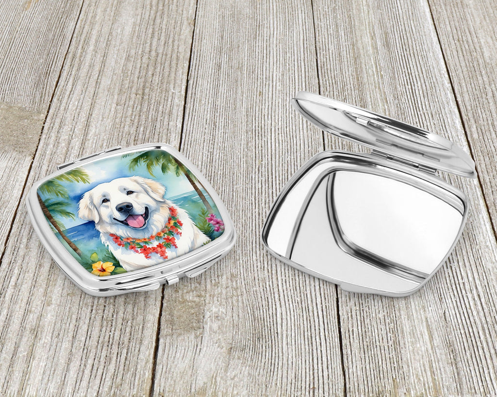 Great Pyrenees Luau Compact Mirror Decorative Travel Makeup Mirror for Women Girls Gifts Pocket Makeup Mirror Folding Handheld