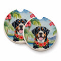 Greater Swiss Mountain Dog Luau Set of 2 Cup Holder Car Coasters Absorbent Round Sandstone Coasters Gifts for Men or Women, 2.5, Multicolor