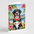 Greater Swiss Mountain Dog Luau Greeting Cards Pack of 8 Blank Cards with Envelopes Whimsical A7 Size 5x7