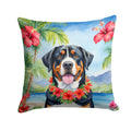 Greater Swiss Mountain Dog Luau Decorative Throw Pillow 18x18 Indoor Outdoor Accent Cushion, Fabric Cover with Insert for Sofa, Bed, Porch & Living Room