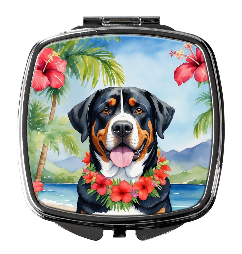 Greater Swiss Mountain Dog Luau Compact Mirror Decorative Travel Makeup Mirror for Women Girls Gifts Pocket Makeup Mirror Folding Handheld