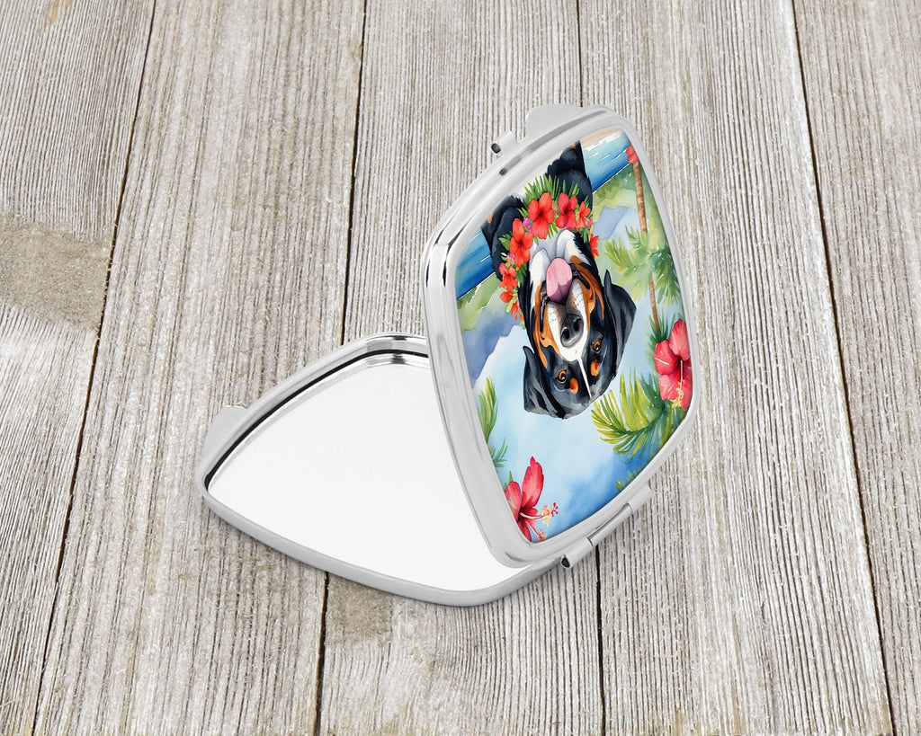 Greater Swiss Mountain Dog Luau Compact Mirror Decorative Travel Makeup Mirror for Women Girls Gifts Pocket Makeup Mirror Folding Handheld