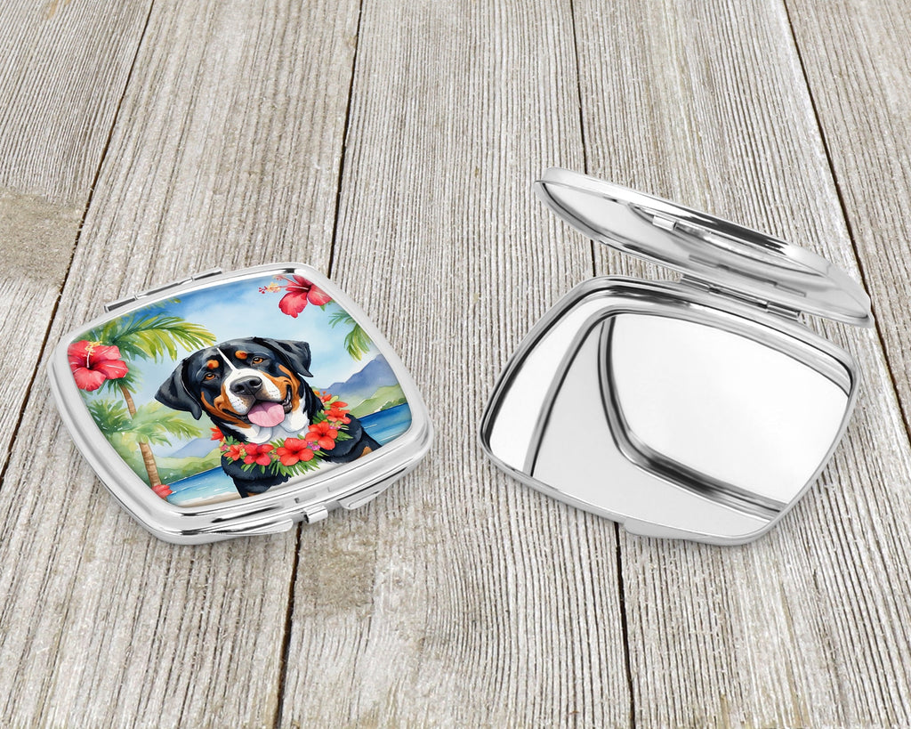Greater Swiss Mountain Dog Luau Compact Mirror Decorative Travel Makeup Mirror for Women Girls Gifts Pocket Makeup Mirror Folding Handheld