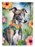 Greyhound Luau House Flag 28x40 Porch Sleeve Pole Decorative Outside Yard Banner Artwork Wall Hanging, Polyester