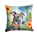 Greyhound Luau Decorative Throw Pillow 18x18 Indoor Outdoor Accent Cushion, Fabric Cover with Insert for Sofa, Bed, Porch & Living Room