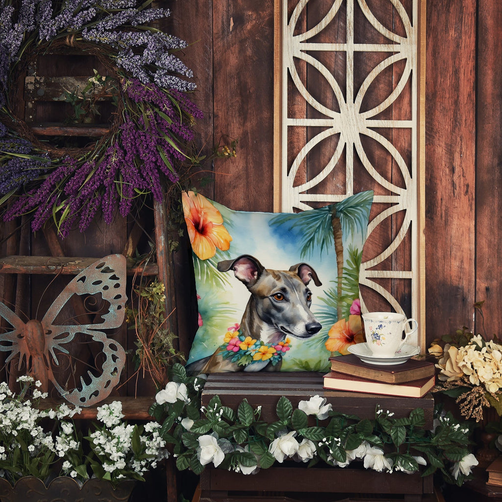Greyhound Luau Decorative Throw Pillow 18x18 Indoor Outdoor Accent Cushion, Fabric Cover with Insert for Sofa, Bed, Porch & Living Room